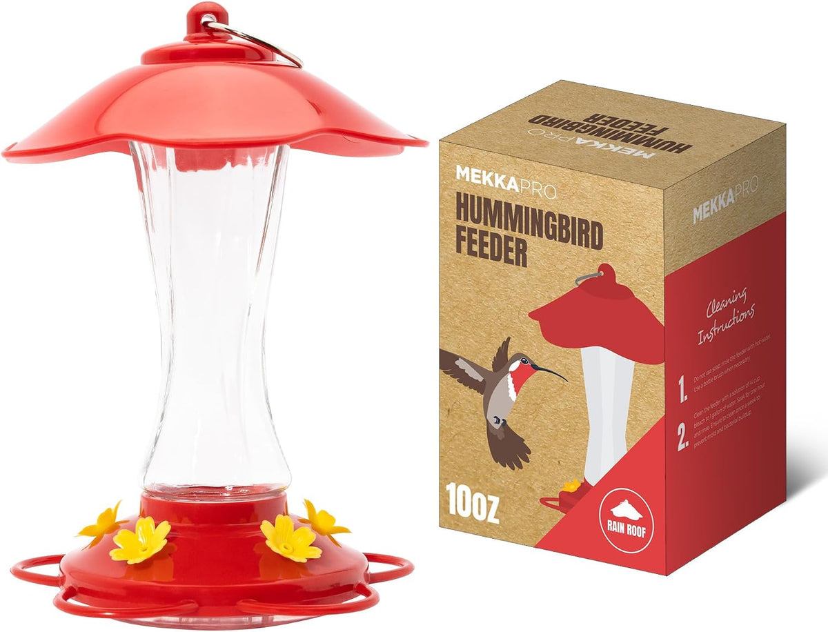 2-Pack 10 oz Glass Hummingbird Feeders
