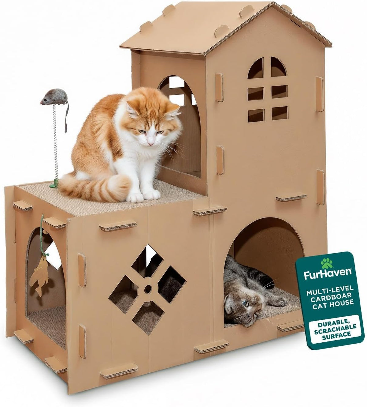 Multi-Level Cardboard Cat Playhouse & Scratcher