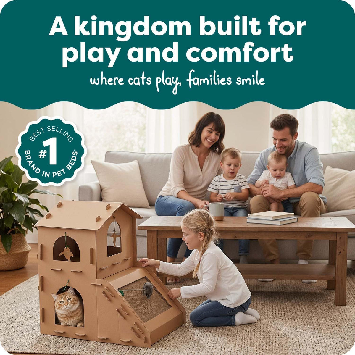 Multi-Level Cardboard Cat Playhouse & Scratcher