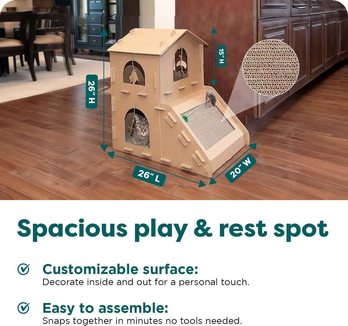 Multi-Level Cardboard Cat Playhouse & Scratcher
