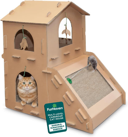 Multi-Level Cardboard Cat Playhouse & Scratcher