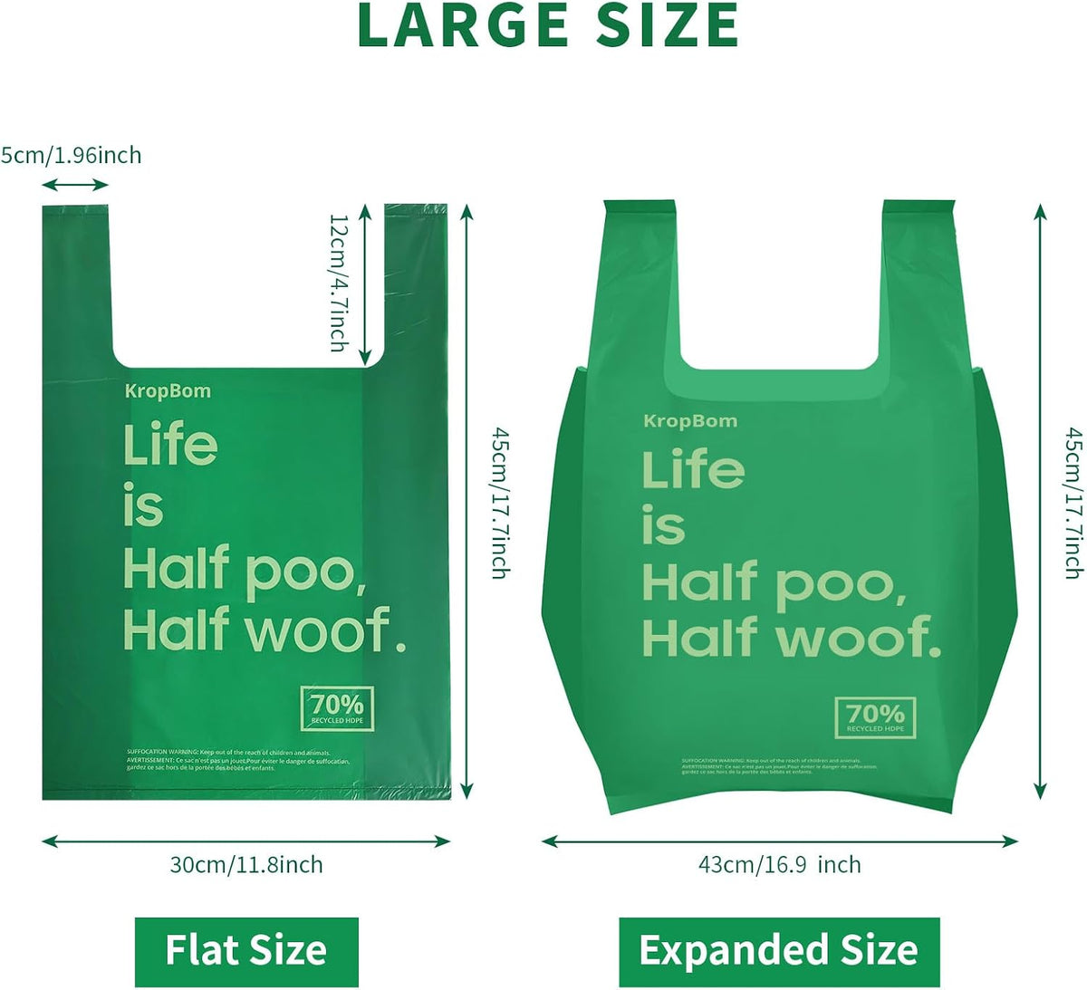 XL Dog Waste Bags with Handles — 125-Count Value Pack