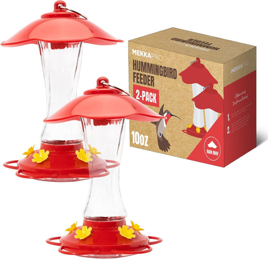 2-Pack 10 oz Glass Hummingbird Feeders