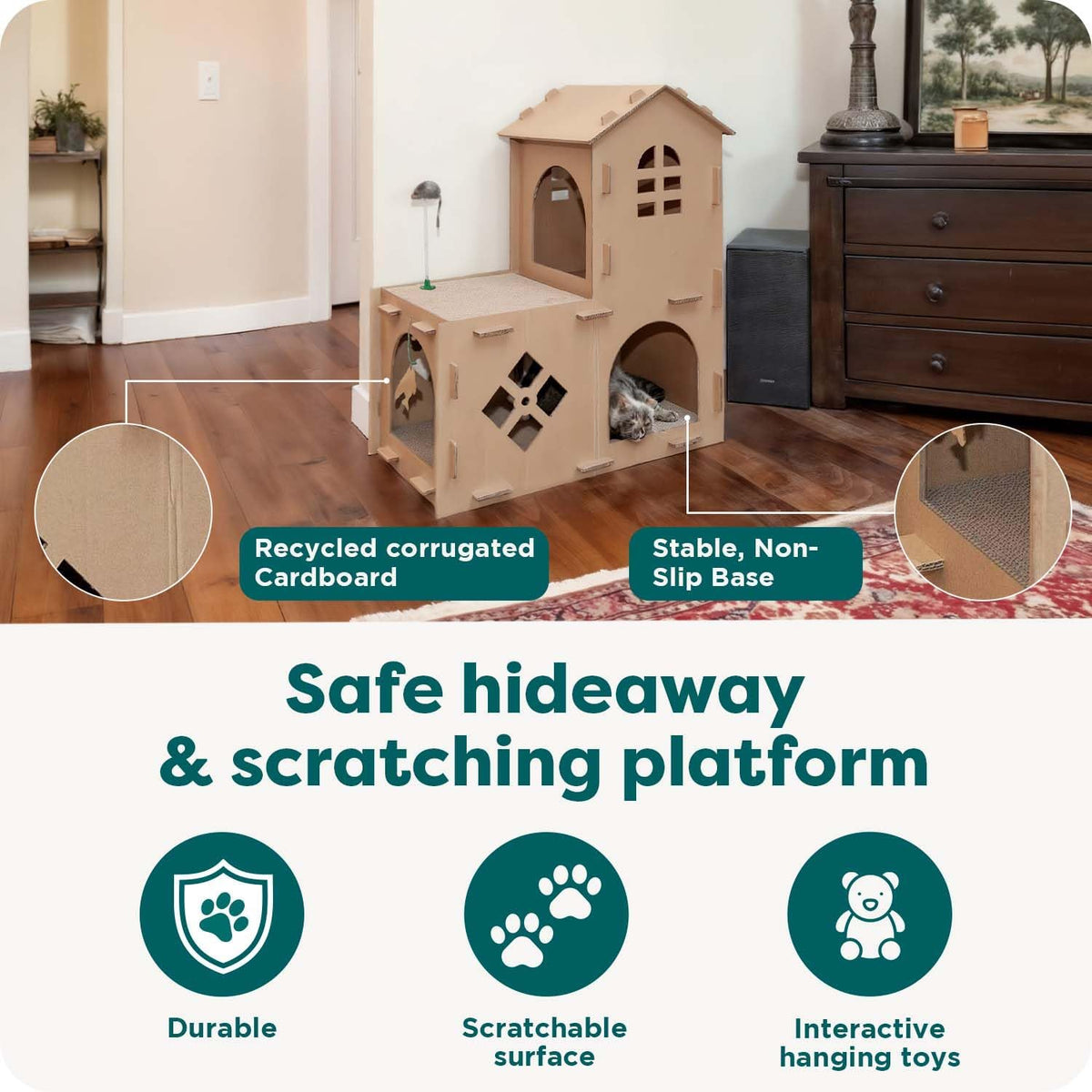 Multi-Level Cardboard Cat Playhouse & Scratcher