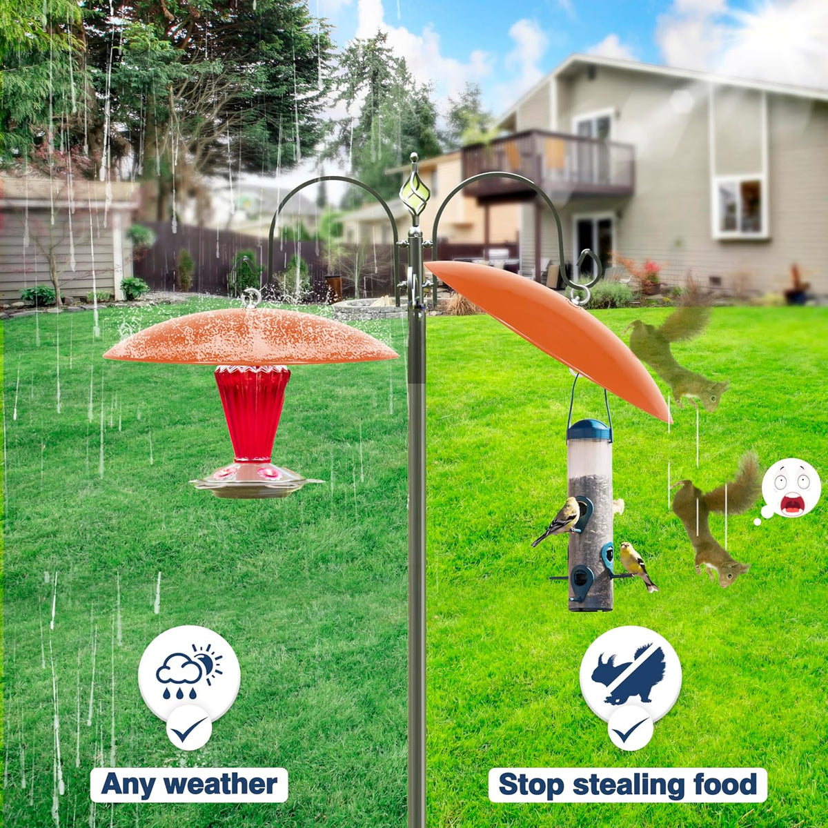 13" Hummingbird Feeder Shade Cover,Bird Feeder Dome Rain Cover,Smart Bird Feeders Umbrella,Squirrel Baffle for Shepherd'S Hook Outdoors (Terracotta), 1 Pack
