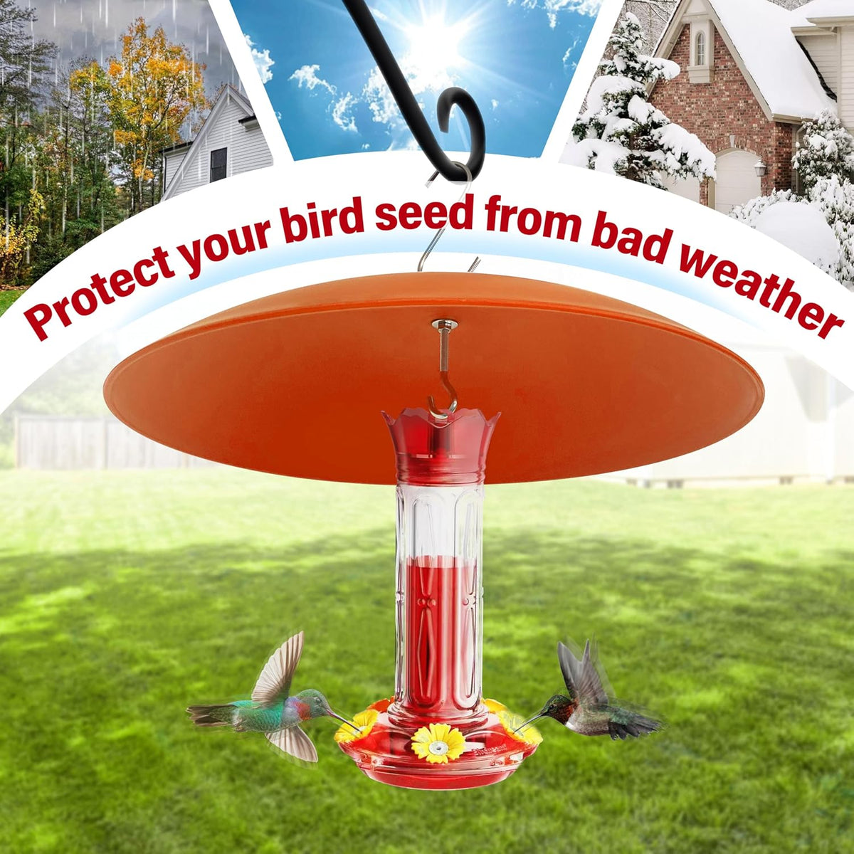 13" Hummingbird Feeder Shade Cover,Bird Feeder Dome Rain Cover,Smart Bird Feeders Umbrella,Squirrel Baffle for Shepherd'S Hook Outdoors (Terracotta), 1 Pack