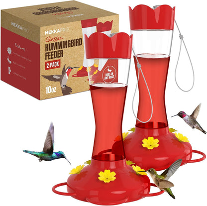 2-Pack 10 oz Glass Hummingbird Feeders