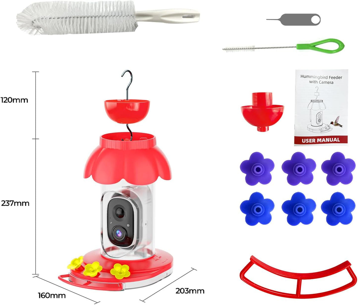 Solar Hummingbird Feeder with 1080p Camera — Red